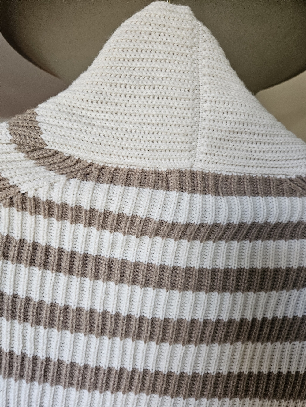 NWOT Free People Striped Shawl Collar Cardigan Sweater Womens  Camel Cream - Picture 7 of 17